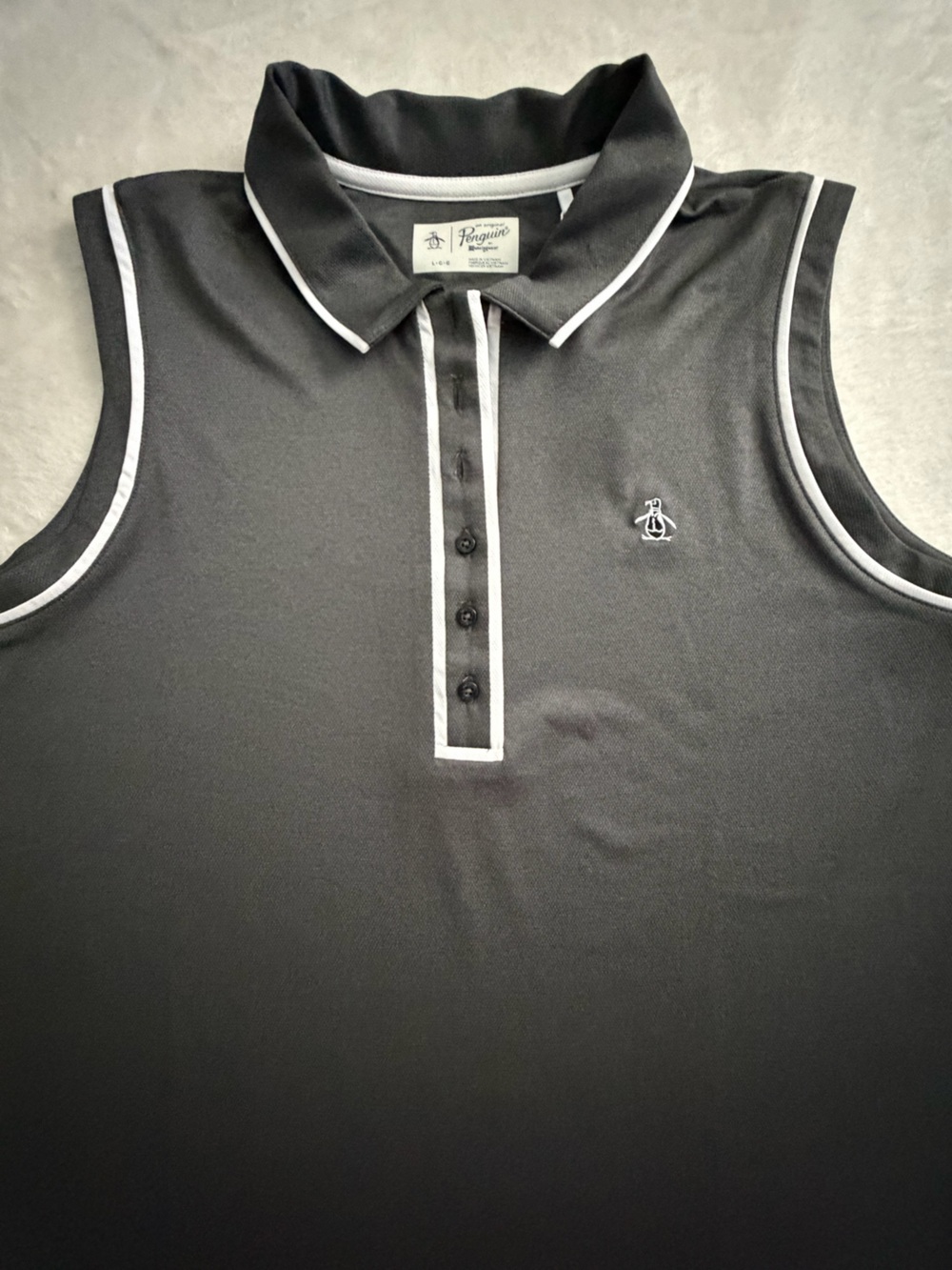 Original Penguin Charcoal Sleeveless Golf Polo Tank Top, Size L - Picture 7 of 15